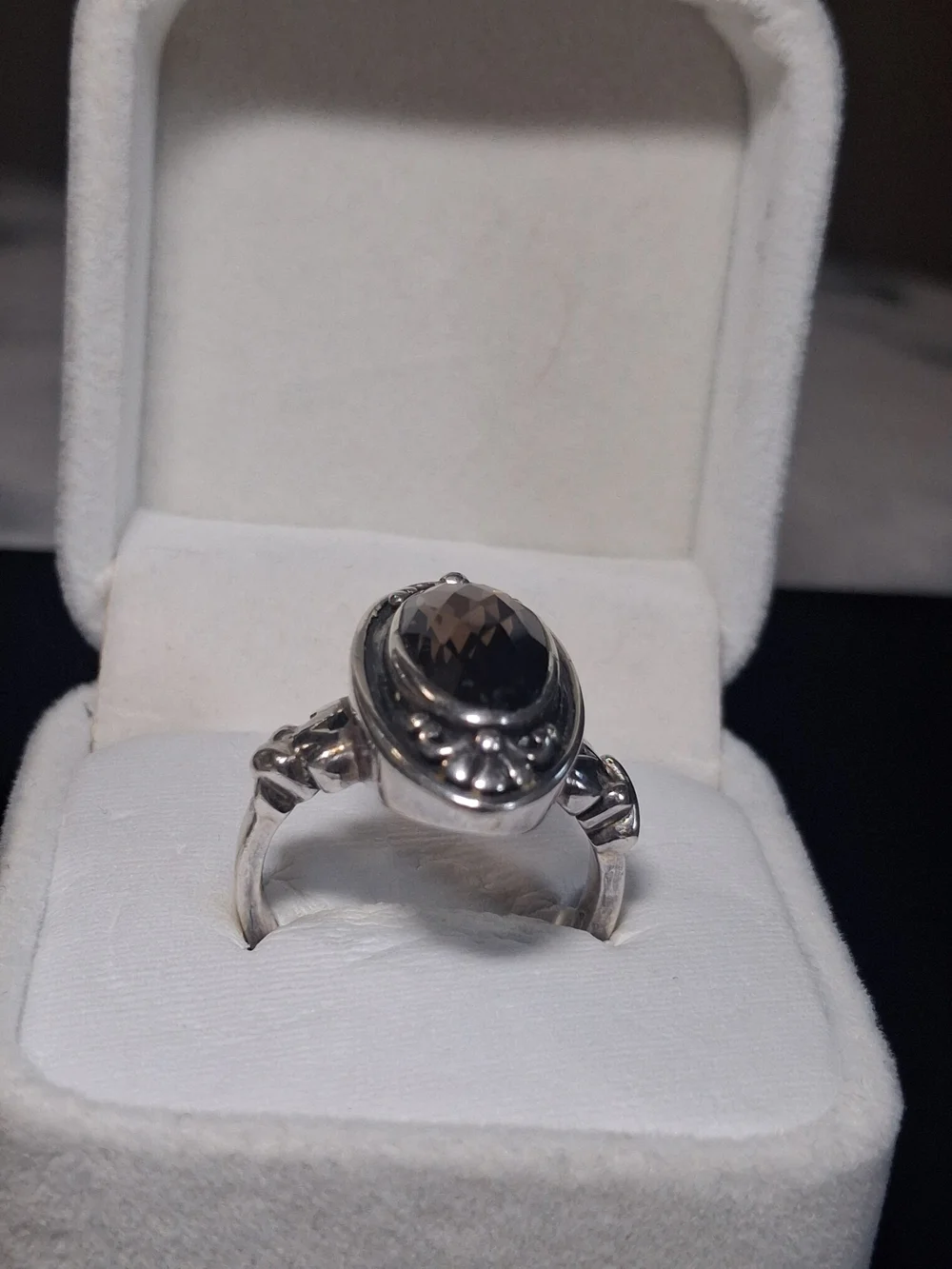 Vintage Doug Paulus Sterling Silver Oval Smokey Quartz Ring Size 9 Whimsigoth